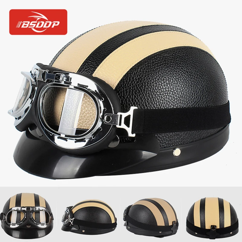 Мотоциклетный шлем + очки для скутера велосипедный Ретро Harley Davidson Fat Sotail Deluxe/Electra
