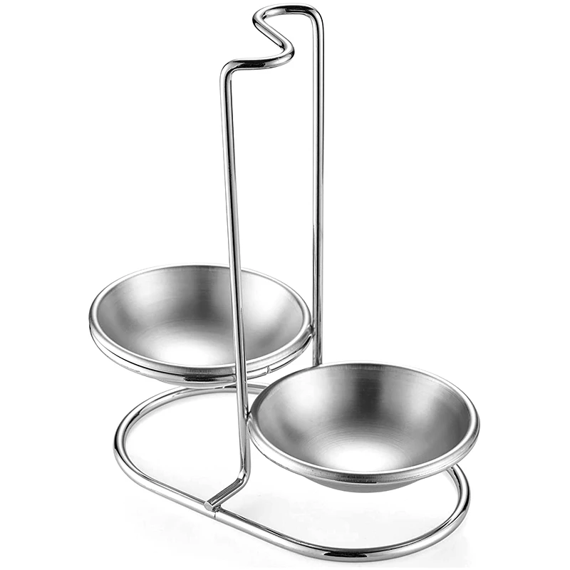 

304 Stainless Steel Double Ladles Holder Vertical Spoon Rest Cooking Utensils Stand