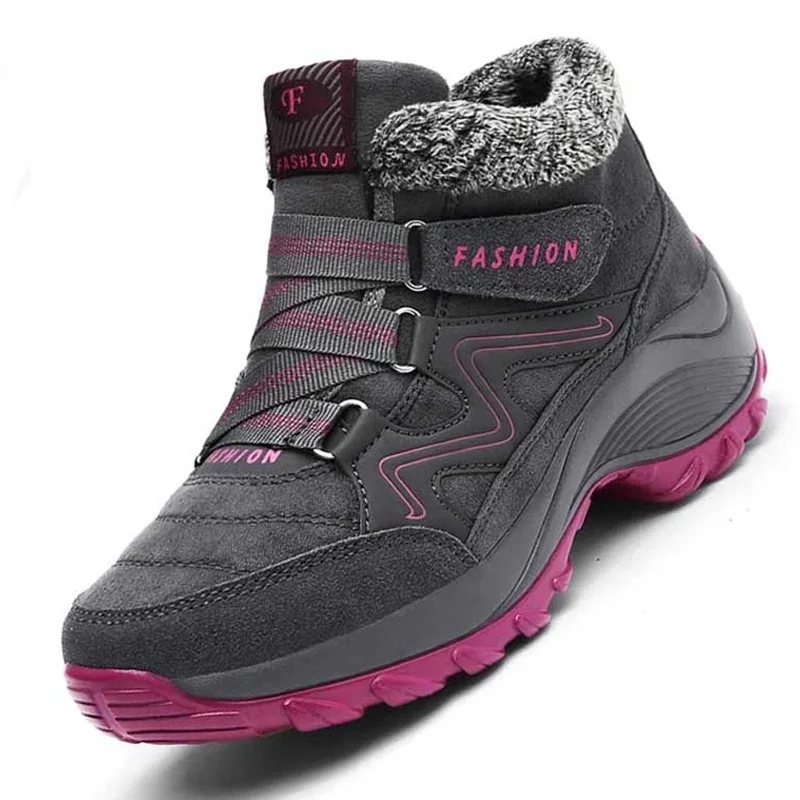 

Winter Women's Snow Boots Leather Women Warm Thick Plush Snow Boots Waterproof Female Wedge Suede Boots Non-Slip Lady Shoes