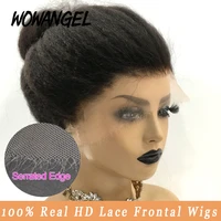 real hd transparent lace frontal wig 360 lace wigs yaki pre plucked kinky straight 13x6 hd lace front human hair wig for women