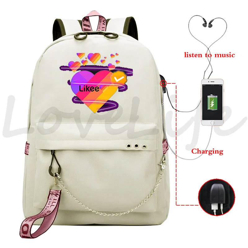 

Рюкзак LIKEE с приложением для видеосъемки, рюкзак с USB-зарядкой, модный рюкзак, детские сумки для книг, школьные рюкзаки для девочек и мальчико...
