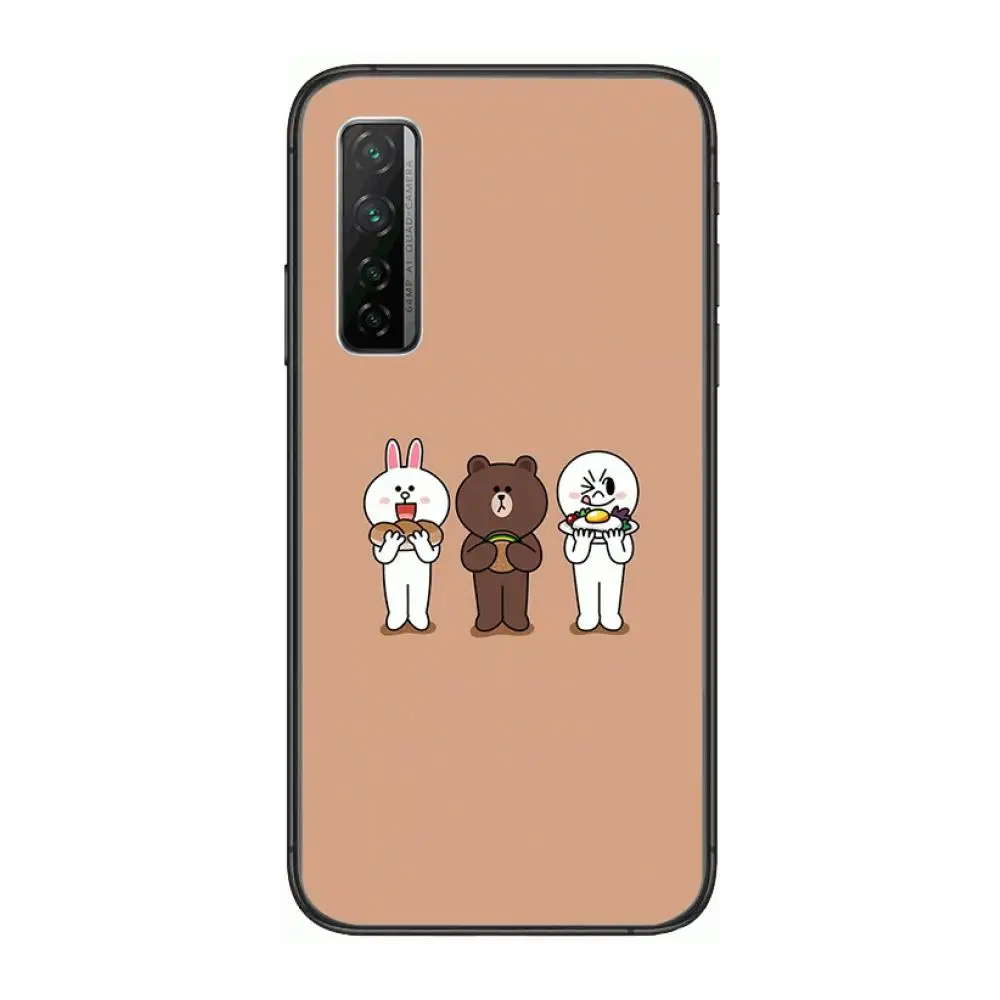 

Cute Cartoon Bunny Rabbit and Brown bear Phone Case For Huawei Nova 2 3 4 5 6 7 8 SE i E Pro Lite Black Etui Coque Painting Hoe