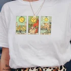 Женская Винтажная футболка с рисунком Таро, Повседневная футболка с коротким рукавом в стиле гранж, летний топ в уличном стиле