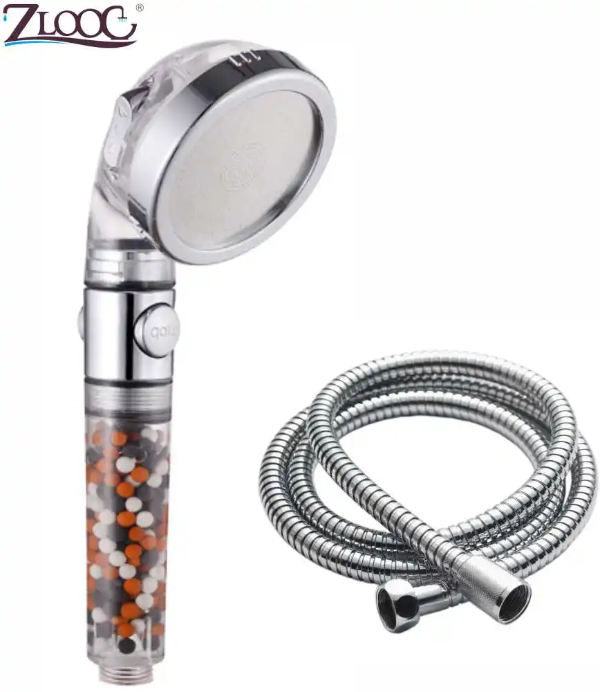 M Shower head-Hose Zloog турмалиновый фильтр для заварки чая экономии воды 3 режима Регулируемая насадка для душа Спа переключатель кнопка высокого давления spry душ - Цвет: M Shower head-Hose