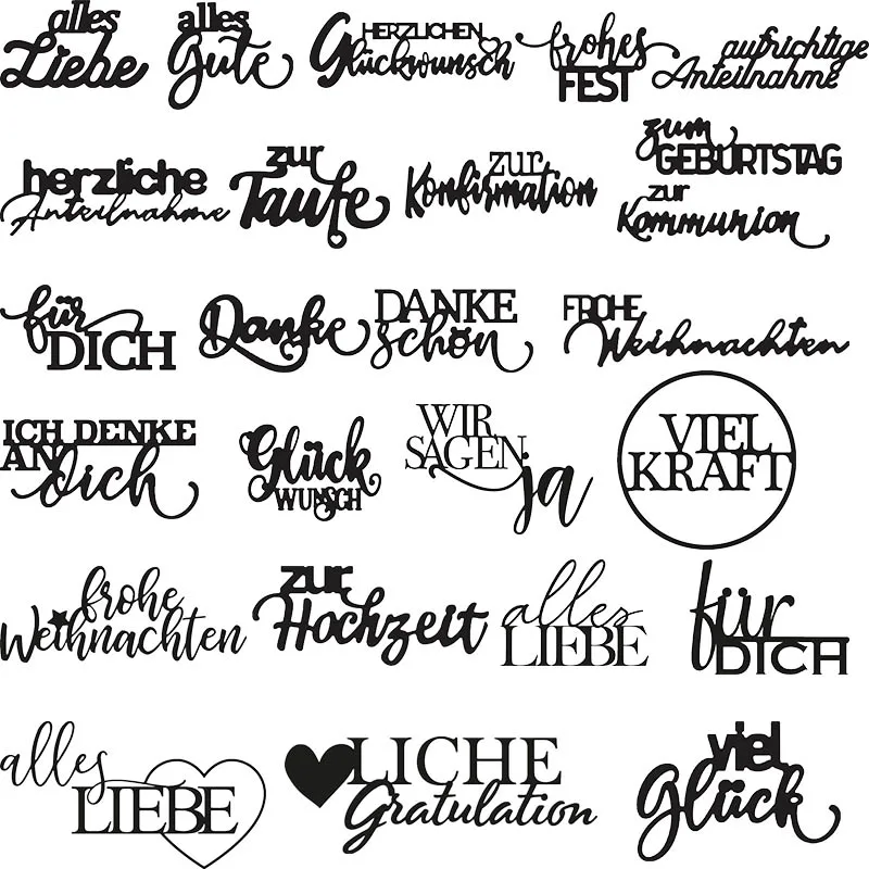 Немецкие слова буквы серия металлические Вырубные штампы для скрапбукинга