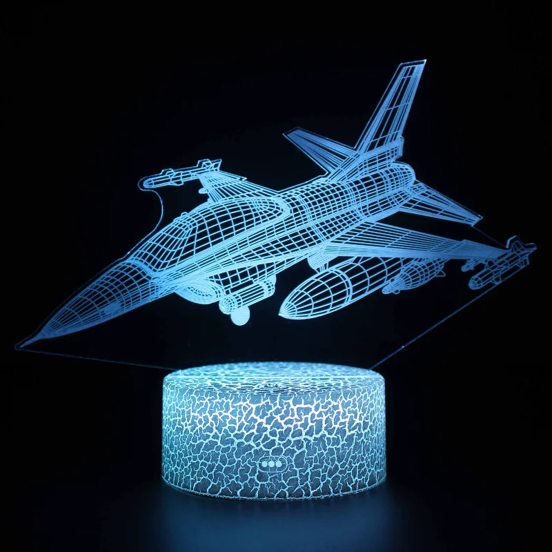 

3D ночник серии модели истребителей Airliner, сенсорная прикроватная лампа, настольная лампа, креативный светильник льник