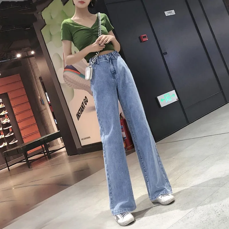 Джинсы женские свободные с широкими штанинами винтажная уличная одежда из