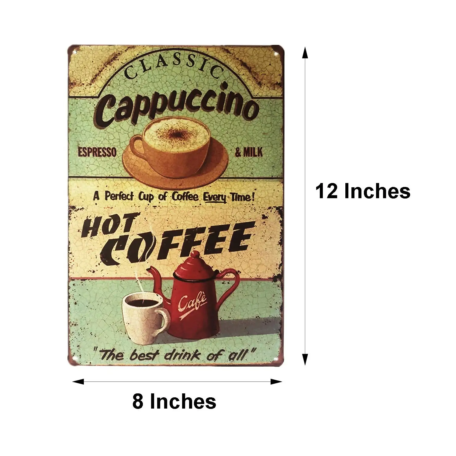 Classic Cappuccino Hot Coffee Vintage Metal Sign for Home Wall Decoration 12&quot X 8&quot Inches | Дом и сад