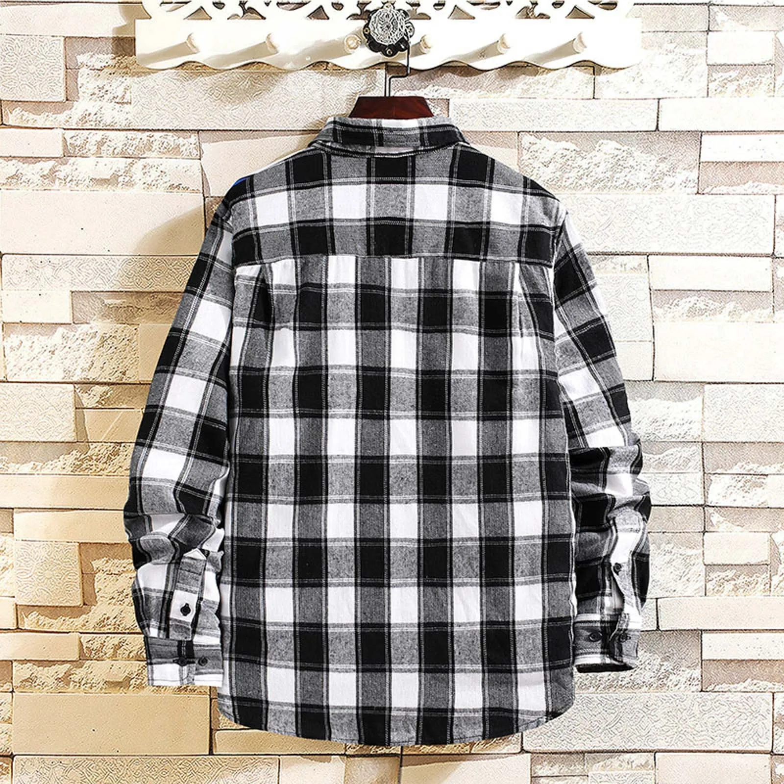 

Men Autumn Winter Polyester-cotton Brushed Plaid Loose Casual Long-sleeved Shirt Thickened Shirt Simple Comfy Daily Top In Stock