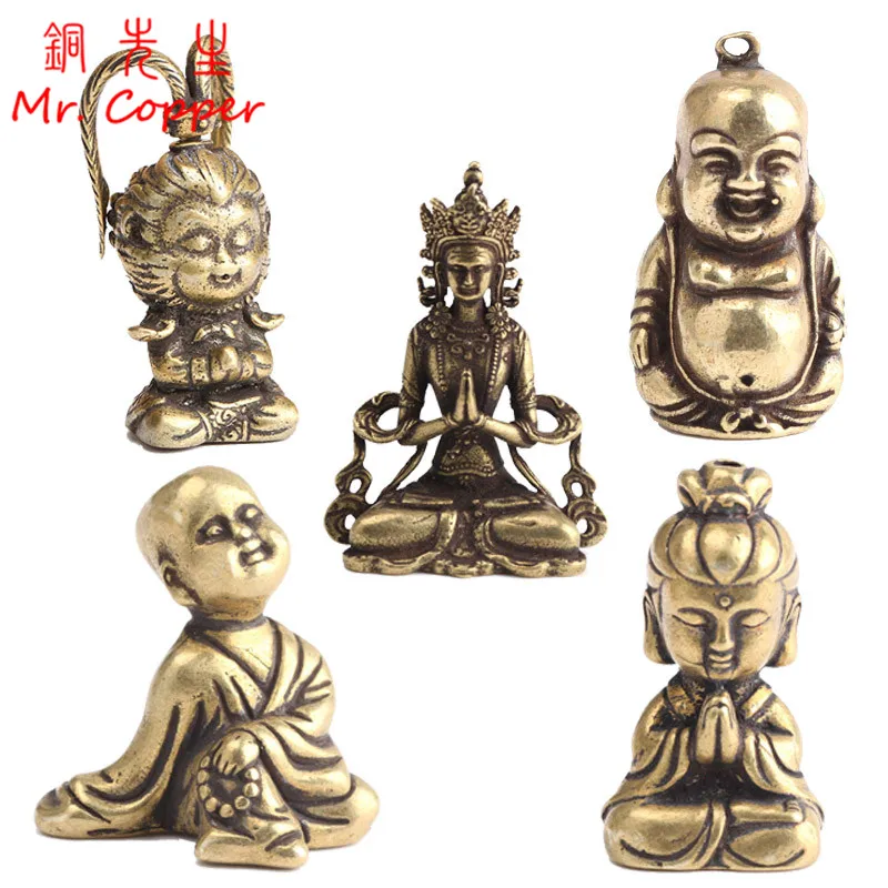 Винтажная медная статуя Будды китайские фигурки супергероя короля обезьян