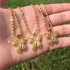 Бабочка ожерелье для женщин из нержавеющей стали бабочки кулон ожерелье цвета: золотистый, серебристый Цвет Подвески Колье Бохо эстетическое ювелирные изделия