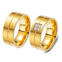 european and american simple couple rings fashion men and women geometric inlaid zircon rings stainless steel rings
