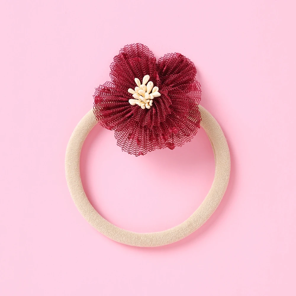 8 Colors Girls Hair Rope Elastic Hair Nylon Bands Accessories Rose Flower Style Elastic Hair Ring for Kids Baby Girls Headband car baby accessories