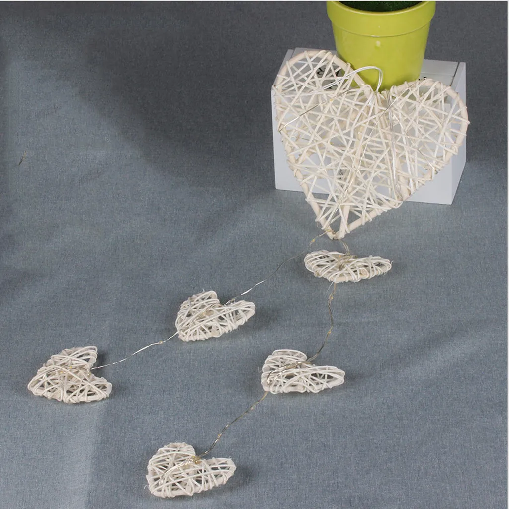 Деревянный ротанговый подвесной светильник в форме сердца для комнаты ночник