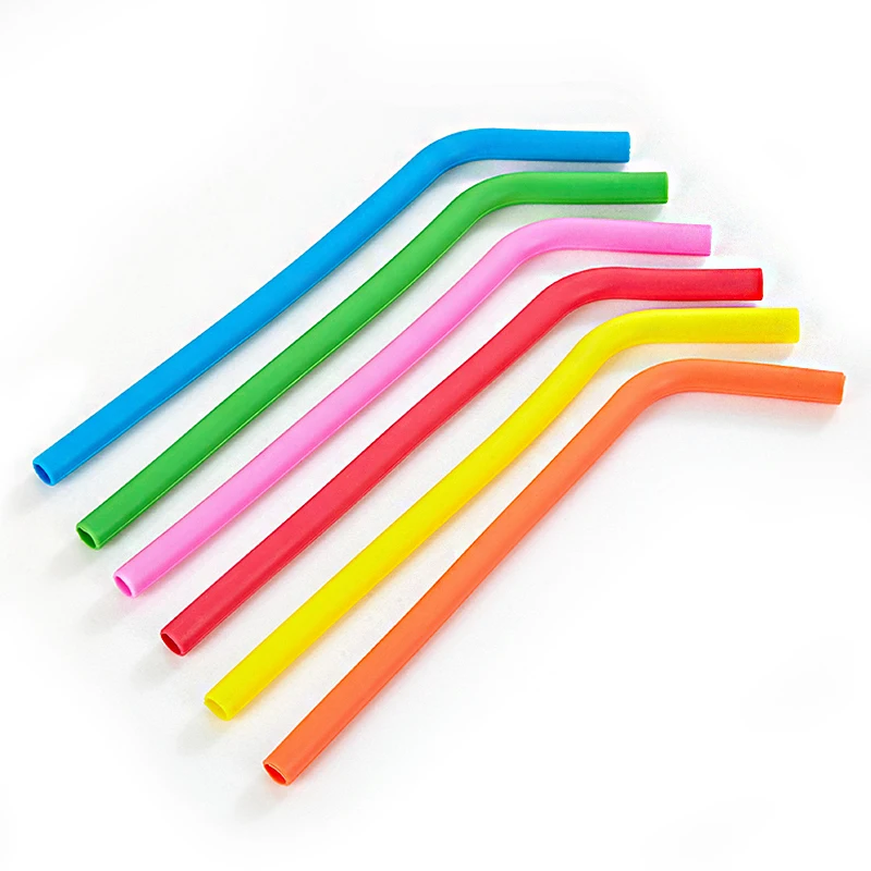 BPA-free Soft Baby Silicone cup straw 6 color packed with Brush, drinking straw