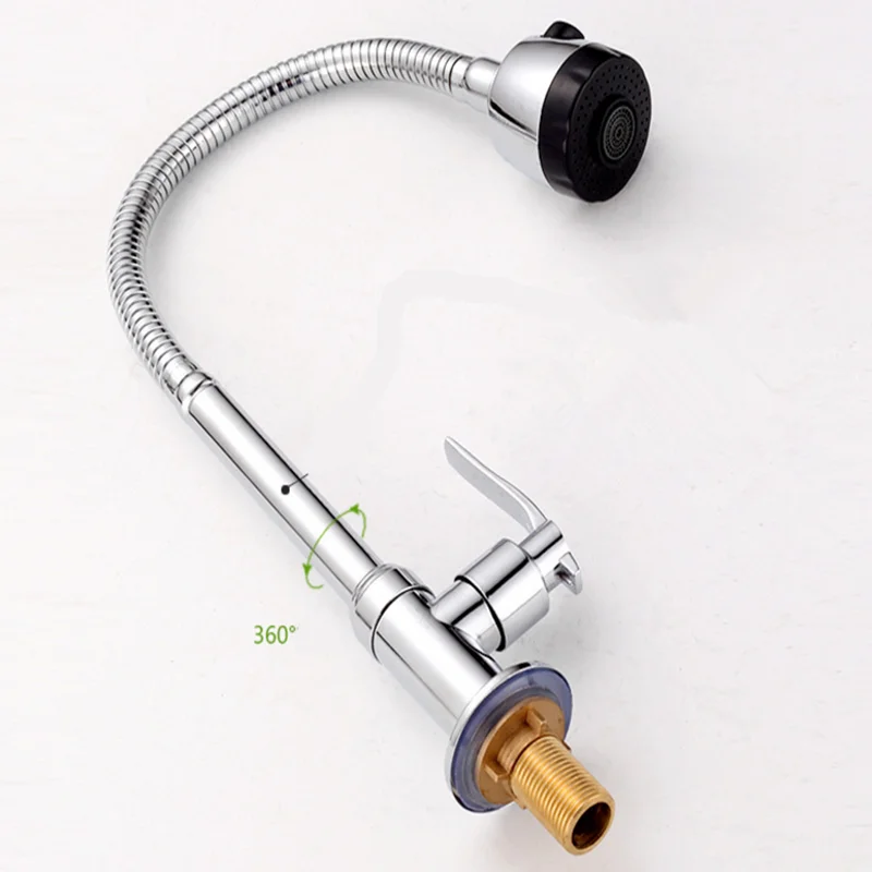 360 ° латунный одиночный Смеситель для холодной кухонной раковины Универсальный