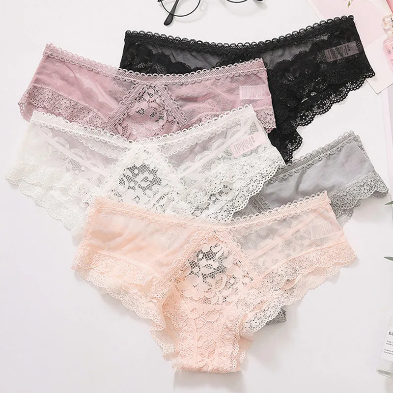 

Wholesale Sexy Panties Women Hollow Out High Quality Lace Lingerie G string Intimates 3/5/10 Pieces Size Free Shiping