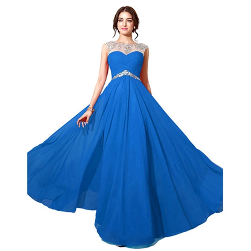 

Женское шифоновое платье-трапеция, синее свадебное платье