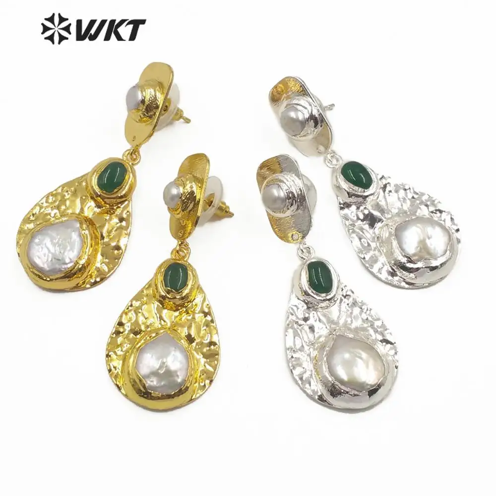 WT MPE014 роскошные женские серьги в виде капли воды из пресноводного жемчуга с