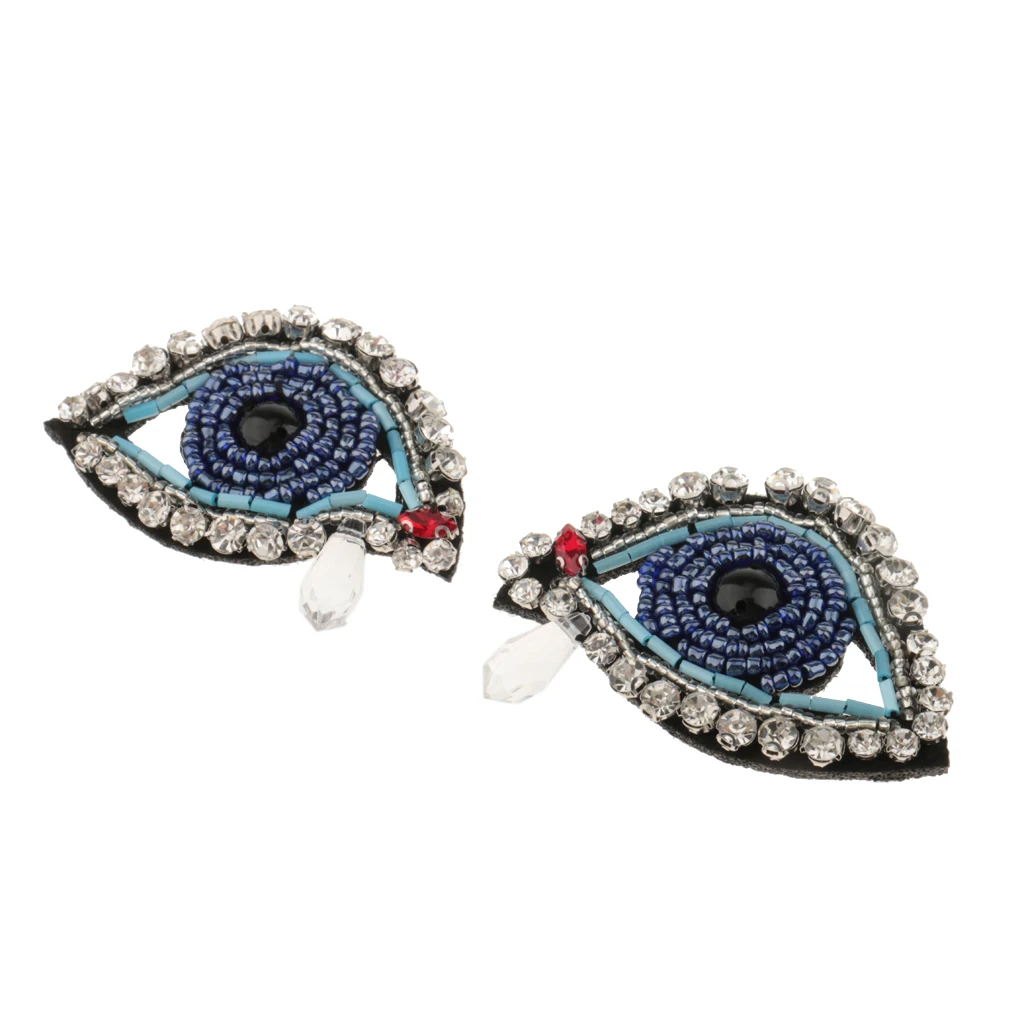 2 шт. вышивка бисером глаза стразы аппликация патч Сделай Сам шитье