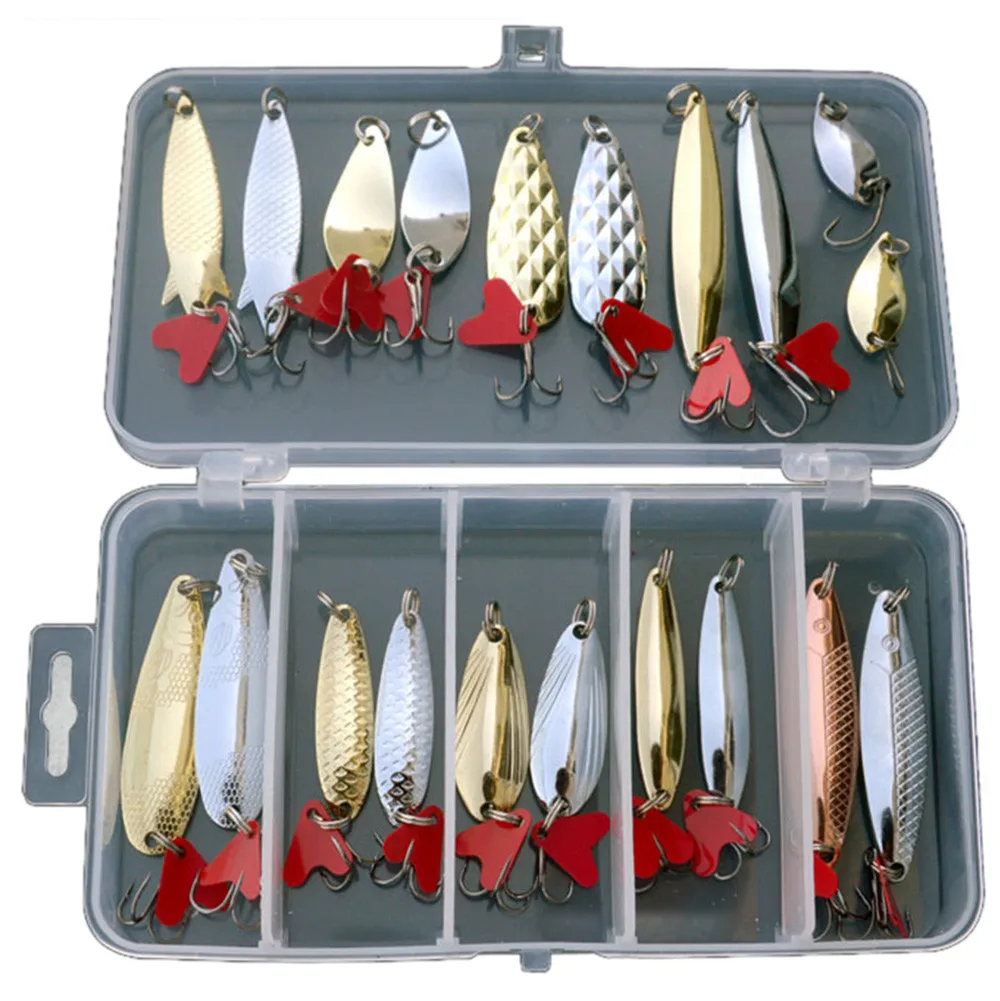 

20pcs Metal Fishing Lures Bass Spoon Crank Bait Saltwater Tackle Hooks Necessary bait for field fishing Soft Fishing Lures