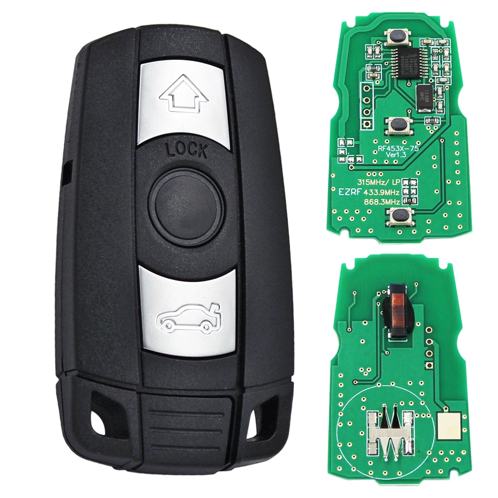 Пульт дистанционного управления с 3 кнопками 10 шт./лот 315LP МГц 315 433 868 чип ID46 для BMW 1