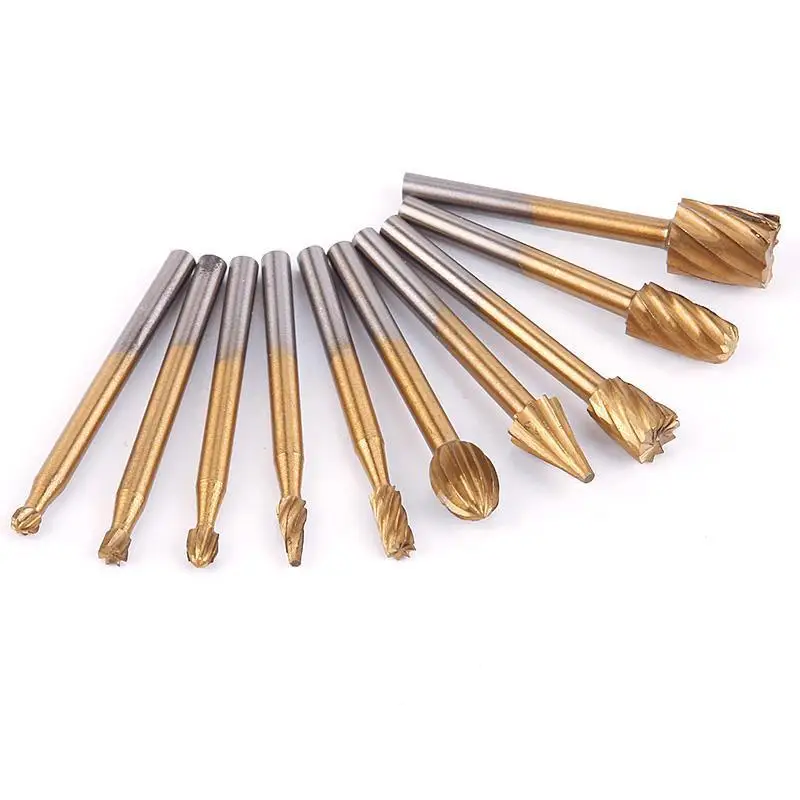 

10*HSS Rotary Router Bits High Speed Burr Grinding Bit Wood Milling Cutter Tool