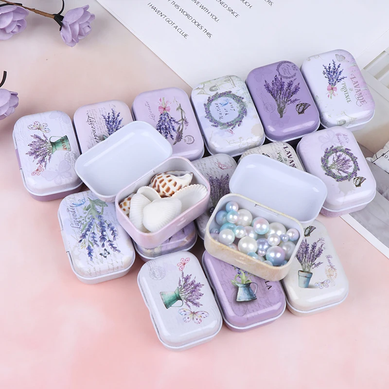 

Lavender Small Empty Tinplate Tin Tea Can Storage Box Organizer for Jewelry Candy Case Storage Tinplate Tin Tea Can organizer