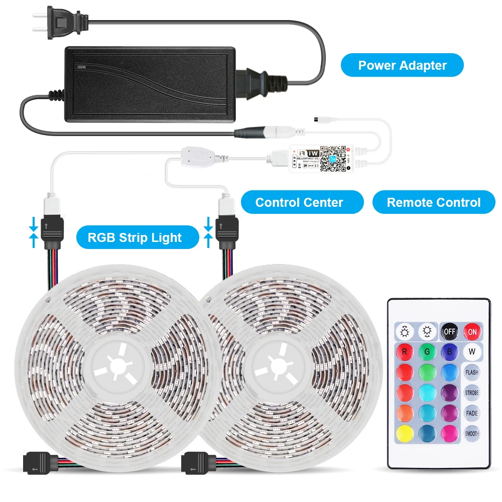 Светодиодная лента водонепроницаемая цветная 12 В пост. тока 5/10/15 м + Wi Fi