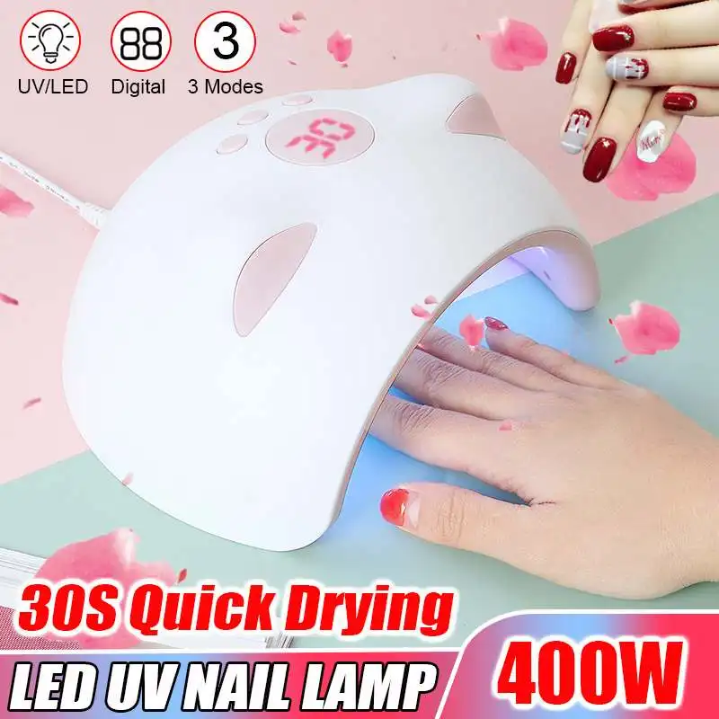 

400W ЖК-дисплей Дисплей УФ светодиодная лампа для сушки ногтей зарядка через USB Автоматический Инфракрасный Сенсор 30/60/99s время Управление/пам...