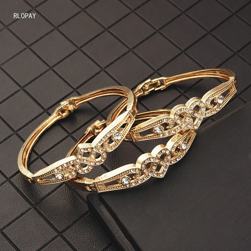 Модный женский и мужской браслет RLOPAY для влюбленных с шармами из золотого сплава
