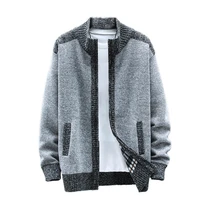 winterautumn mens jacket stand collar contrast colors casual long sleeve patchwork cardigan winter jacket for daily wear