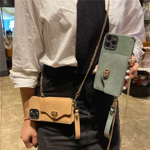 Crossbody Card Holder Phone Case for iPhone 11 12 13 PRO MAX MINI X XS
XR 7 8 PLUS SE 2020 Wallet Cover with Shoulder Long Chain