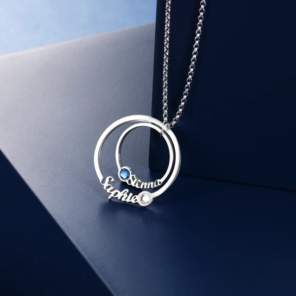 JewelOra 925 пробы серебро персонализированное ожерелье C именем с 2 по месяцу рождения