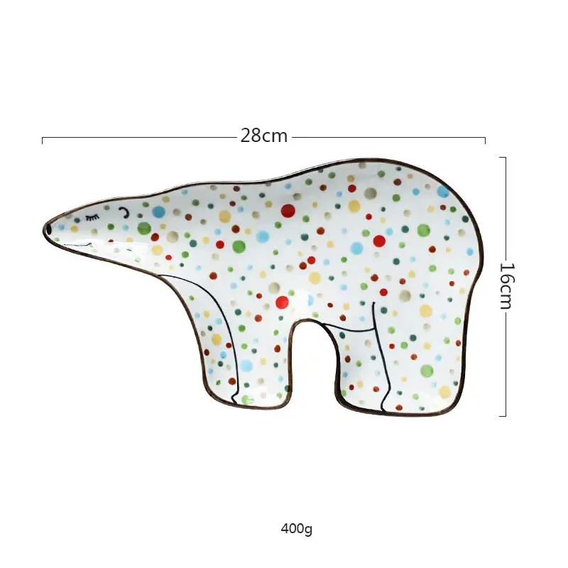 (Polar bear) Dish Керамическая тарелка мультяшная Милая Керамическая Детская Чаша для завтрака блюдо десерт фрукты закуски тарелка животное столовые приборы миска посуда - Цвет: (Polar bear) Dish