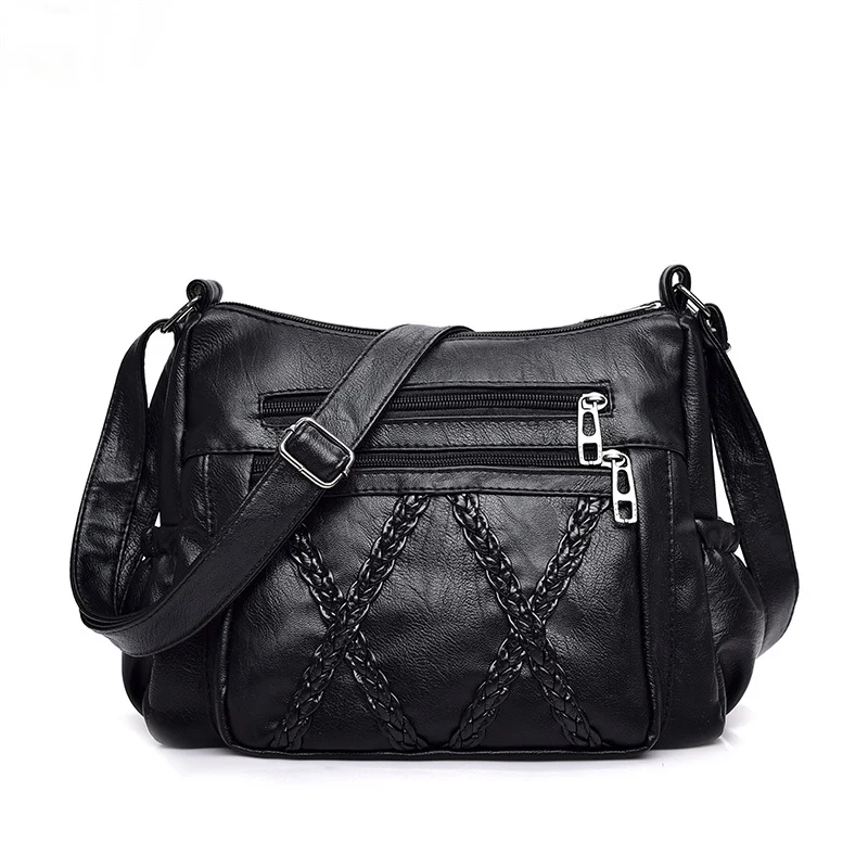 

Women Shoulder Bags Soft PU Leather Female Handbags Hobo Ladies Tote Zipper Messenger Bag Vintage Crossbody Bag Bolsas Feminina