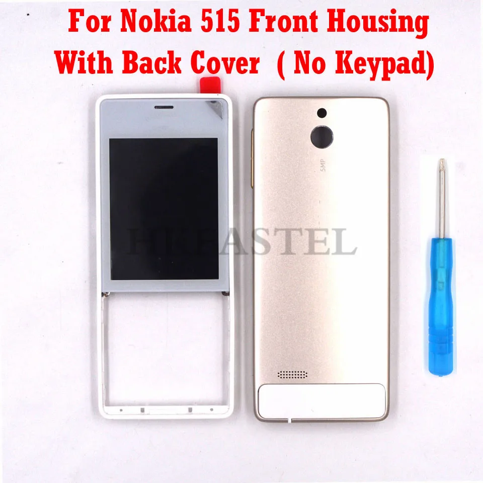 Золотой и серебряный корпус для Nokia 515 мобильный телефон чехол с кнопкой