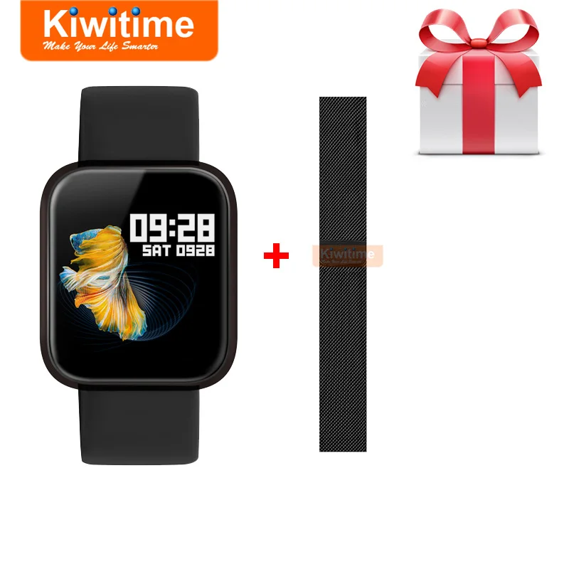 Черный KIWITIME Smart Watch P70 Sports Bracelet Fitness Heart Rate Blood Pressure Monitor Women Smartwatch for Apple iPhone iOS Android - Цвет: Черный