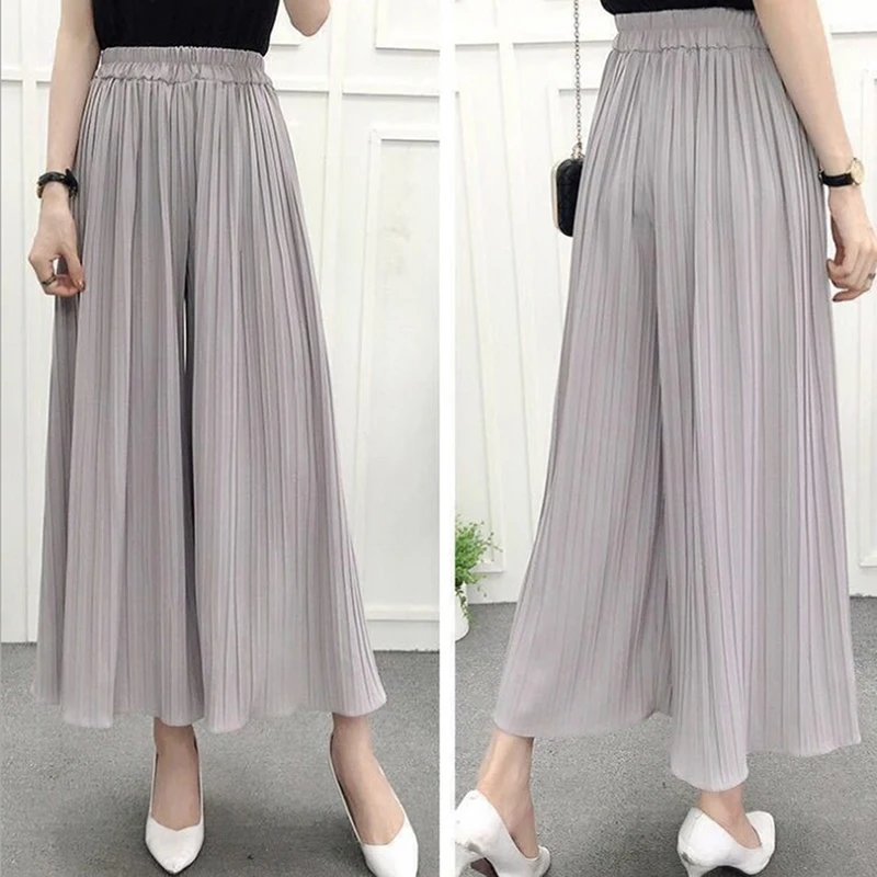 

Pants Pleated wide leg pants female summer 2021 new Korean version Calf Length Pants high waist loose Casual Trousers