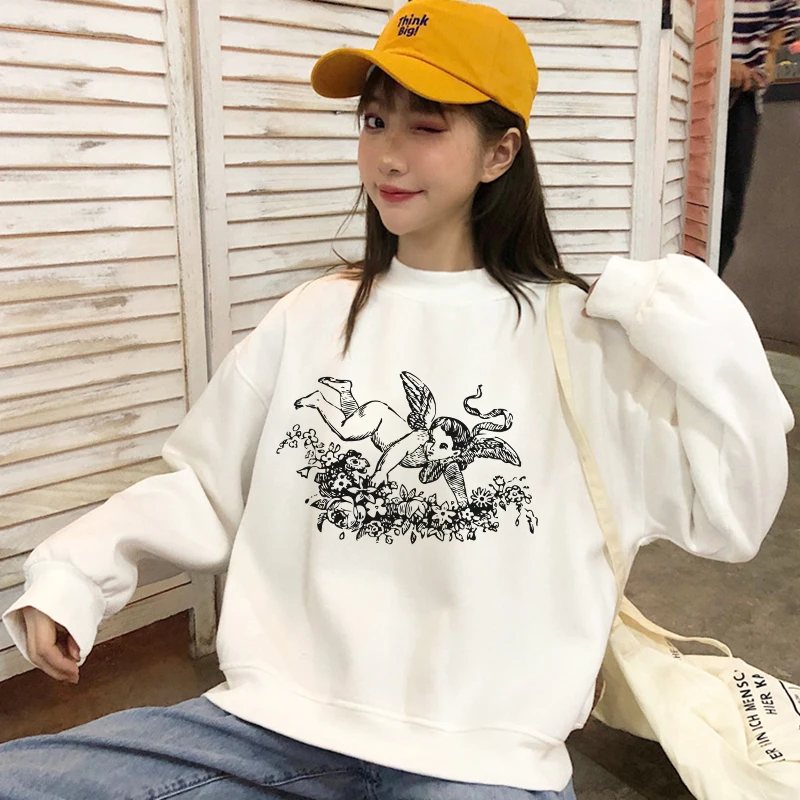 Ulzzang Harajuku Зимний пуловер повседневные женские толстовки свитшот свободный для