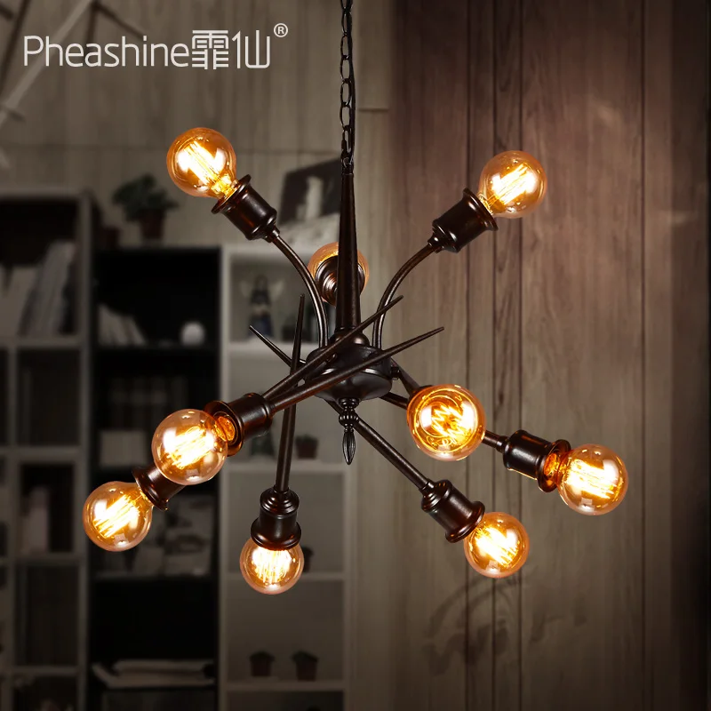 Loft Industrial Style Personality Creative Restaurant Bar With Decorative Chandelier Vintage Iron Engineering Lights | Лампы и