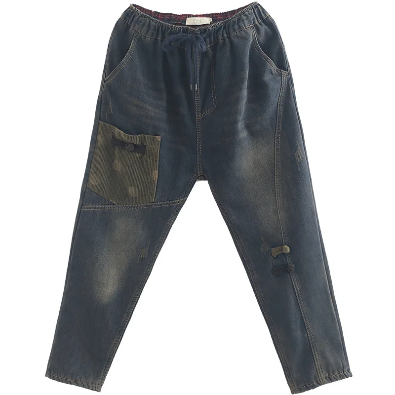 Женские джинсы с высокой талией одежда широкими штанинами джинсовая синяя