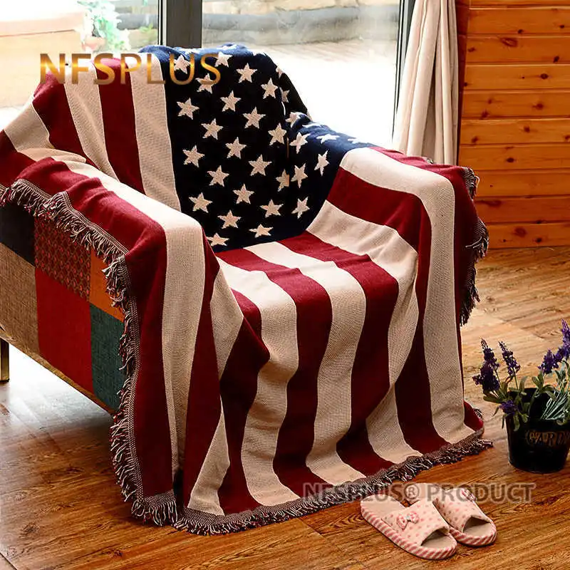 

Knitted Throw Blanket For Sofa Chair 130x180cm USA UK Flag Design Home Decorative Bed Spread Floor Carpet Rug Couch Cover