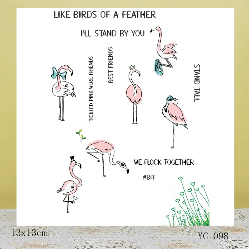 Прозрачные штампы AZSG в виде фламинго для скрапбукинга сделай сам/изготовления