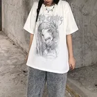 Футболка женская оверсайз с коротким рукавом, Повседневная рубашка с рисунком аниме в стиле Харадзюку, одежда для вечеринок