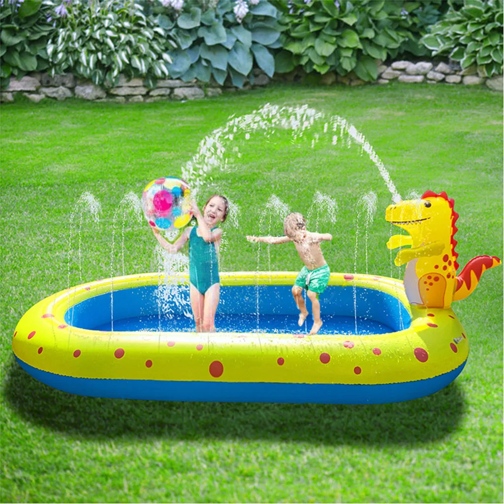 

Inflatable Pad Dinosaur Fountain Swimming Pool Indoor Sprinkler Toddler Water Game Play Center for Kids Portable Children's Kidd