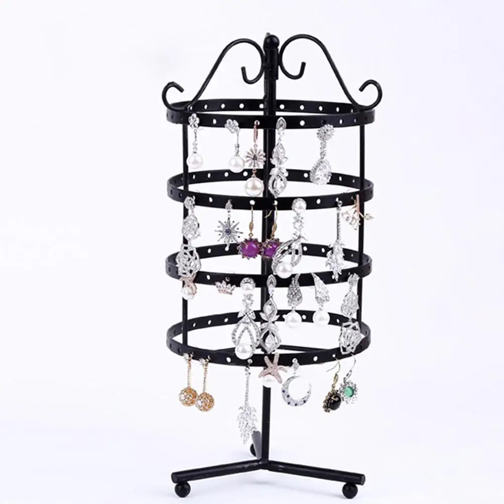 

3/4 Layer Durable Iron Rotating Round Earrings Jewelry Display Rack Stand Display Holder Exquisite Home Decoration Save Space