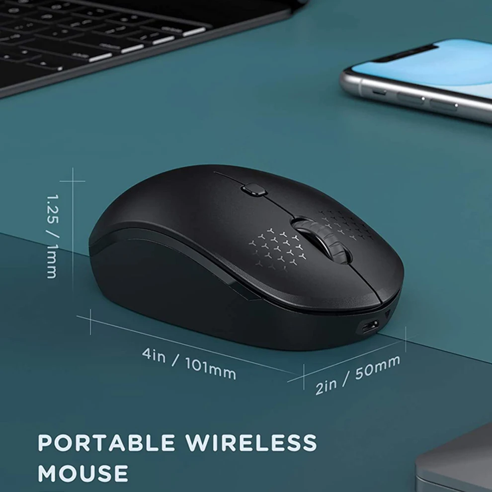 SeenDa Bluetooth Rechargeable Wireless Mouse Slient Click 2400 DPI Type-c+USB for Laptop iPad Computer Mause Ergonomics | Компьютеры и