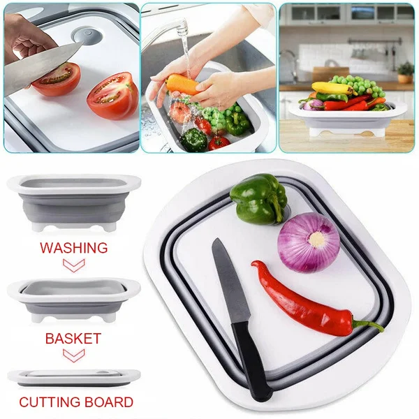 

New Multifunction 4 IN 1Kitchen Foldable Cutting Board Sinks Drain Basket Safety PP Material Chopping Boards Tools