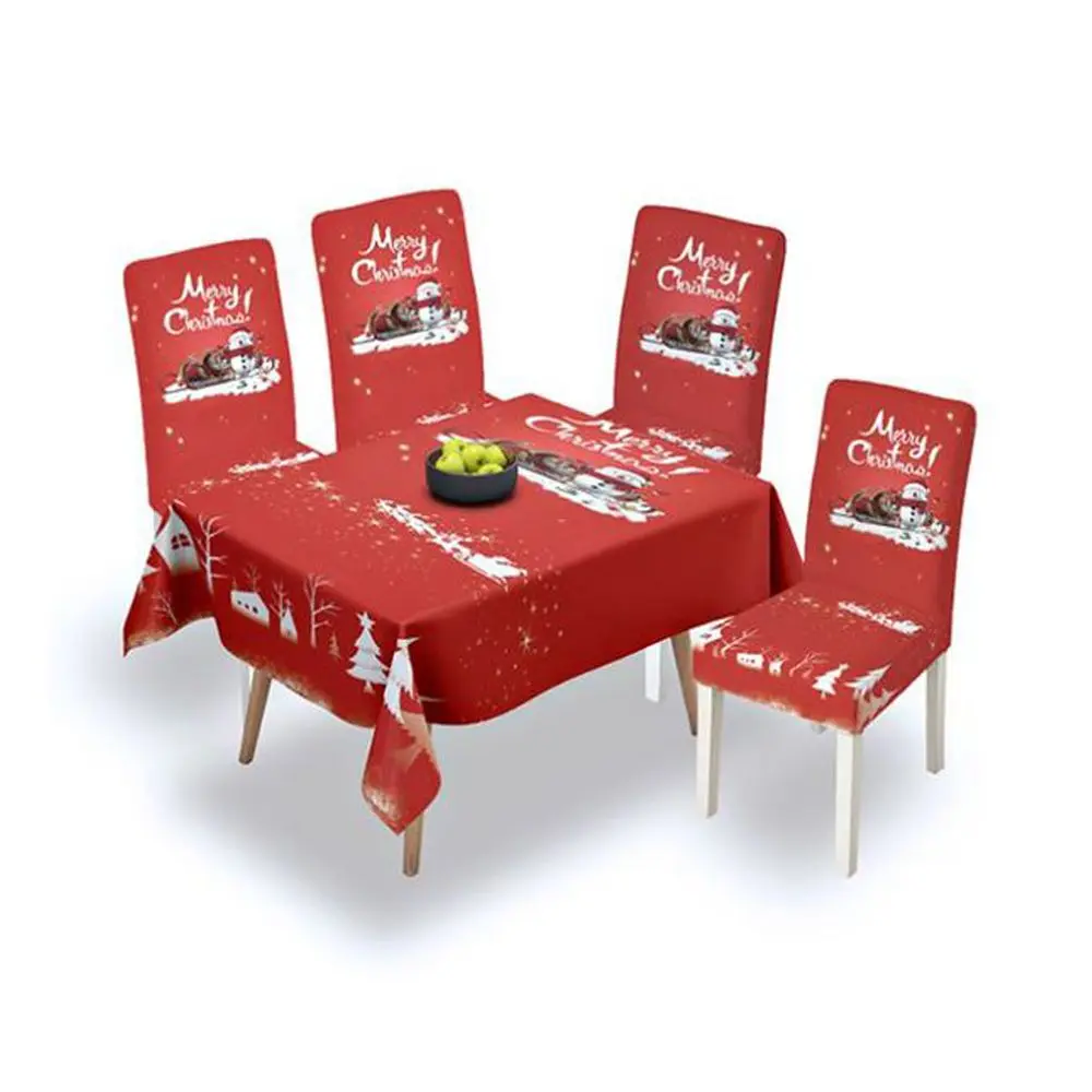 Мягкие съемные рождественские чехлы на стулья с принтом Санты эластичные
